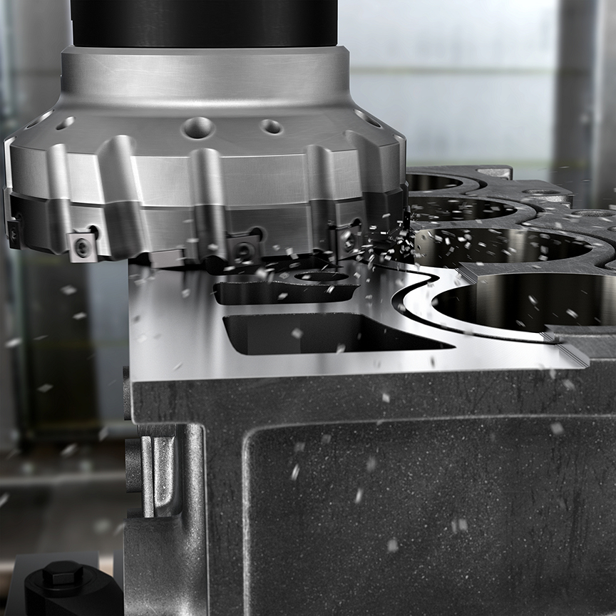 The M5 series of cutters are good examples of milling tools designed to increase productivity and provide high-quality, burr-free surfaces in aluminum components. (Image courtesy of Sandvik Coromant)